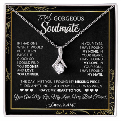 Alluring Beauty Necklace | Personalized To My Gorgeous Soulmate Necklace From Husband My Life My Love Wife Birthday Wedding Valentines Day Christmas Customized Gift Box Message Card | teecentury
