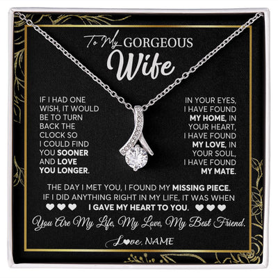 Alluring Beauty Necklace | Personalized To My Gorgeous Wife Necklace From Husband My Life My Love Wife Birthday Wedding Valentines Day Christmas Customized Gift Box Message Card | teecentury