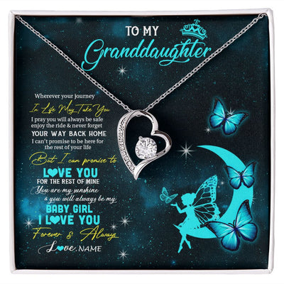 Forever Love Necklace | Personalized To My Granddaughter Necklace From Grandma Fairy Silhouette Fantasy Moon Granddaughter Birthday Christmas Customized Gift Box Message Card | teecentury