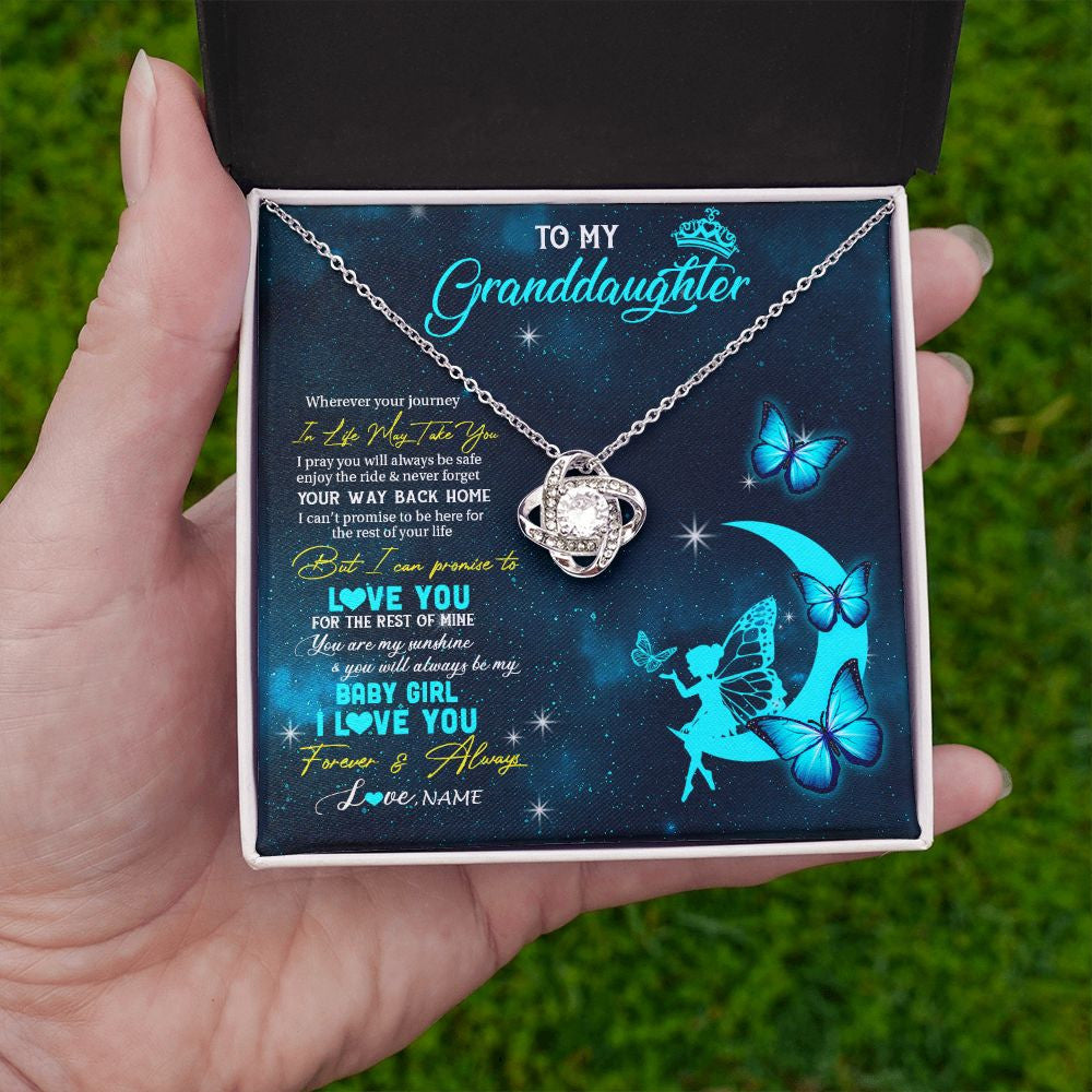 Love Knot Necklace | Personalized To My Granddaughter Necklace From Grandma Fairy Silhouette Fantasy Moon Granddaughter Birthday Christmas Customized Gift Box Message Card | teecentury