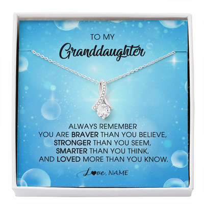 Alluring Beauty Necklace | Personalized To My Granddaughter Necklace From Grandma Grandpa Always Remember You Are Braver Granddaughter Jewelry Birthday Christmas Customized Message Card | teecentury