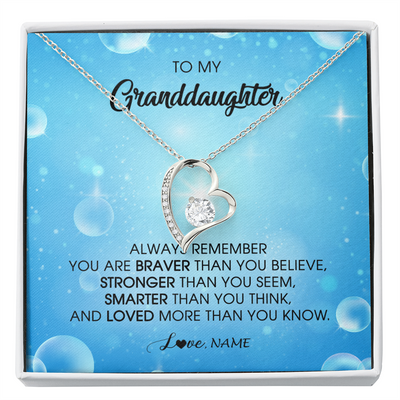 Forever Love Necklace | Personalized To My Granddaughter Necklace From Grandma Grandpa Always Remember You Are Braver Granddaughter Jewelry Birthday Christmas Customized Message Card | teecentury