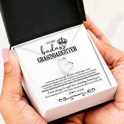 Forever Love Necklace | Personalized To My Granddaughter Necklace From Grandma Grandpa Nana Wish You The Strength Granddaughter Birthday Christmas Customized Gift Box Message Card | teecentury