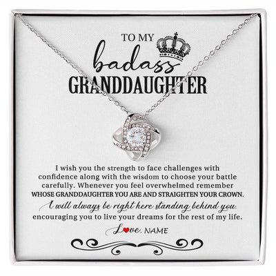 Love Knot Necklace | Personalized To My Granddaughter Necklace From Grandma Grandpa Nana Wish You The Strength Granddaughter Birthday Christmas Customized Gift Box Message Card | teecentury