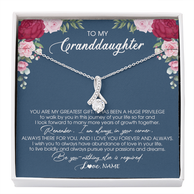 Alluring Beauty Necklace | Personalized To My Granddaughter Necklace From Grandma Grandpa You Are My Greatest Gift Granddaughter Birthday Customized Jewelry Gift Box Message Card | teecentury
