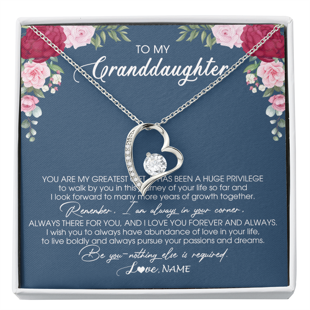 Forever Love Necklace | Personalized To My Granddaughter Necklace From Grandma Grandpa You Are My Greatest Gift Granddaughter Birthday Customized Jewelry Gift Box Message Card | teecentury