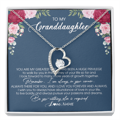 Forever Love Necklace | Personalized To My Granddaughter Necklace From Grandma Grandpa You Are My Greatest Gift Granddaughter Birthday Customized Jewelry Gift Box Message Card | teecentury