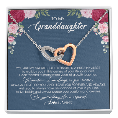 Interlocking Hearts Necklace | Personalized To My Granddaughter Necklace From Grandma Grandpa You Are My Greatest Gift Granddaughter Birthday Customized Jewelry Gift Box Message Card | teecentury