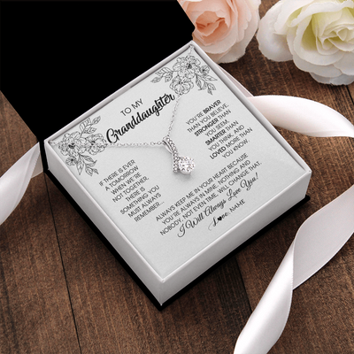 Alluring Beauty Necklace | Personalized To My Granddaughter Necklace From Grandma Grandpa You're Braver Stronger Smarter Granddaughter Birthday Customized Jewelry Gift Box Message Card | teecentury