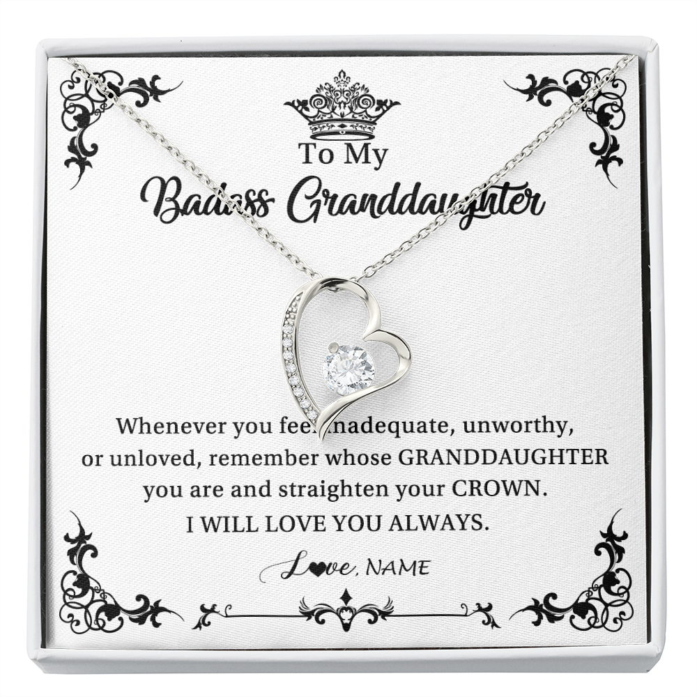 Forever Love Necklace | Personalized To My Granddaughter Necklace From Grandma I Will Love You Always Granddaughter Jewelry Birthday Christmas Customized Message Card | teecentury