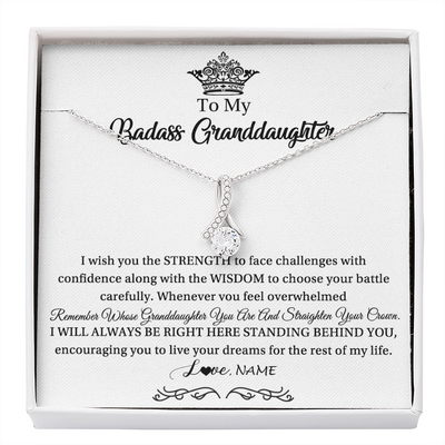 Alluring Beauty Necklace | Personalized To My Granddaughter Necklace From Grandma Straighten Your Crown Granddaughter Jewelry Birthday Christmas Customized Gift Box Message Card | teecentury