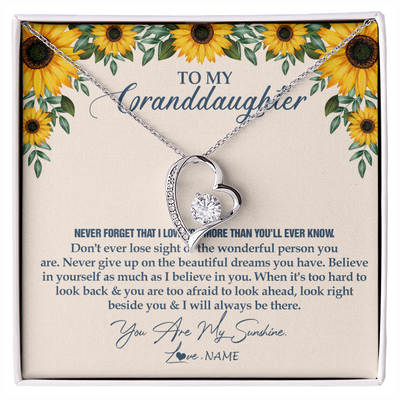 Forever Love Necklace | Personalized To My Granddaughter Necklace From Grandma Sunflower You Are My Sunshine Granddaughter Jewelry Graduation Birthday Customized Gift Box Message Card | teecentury
