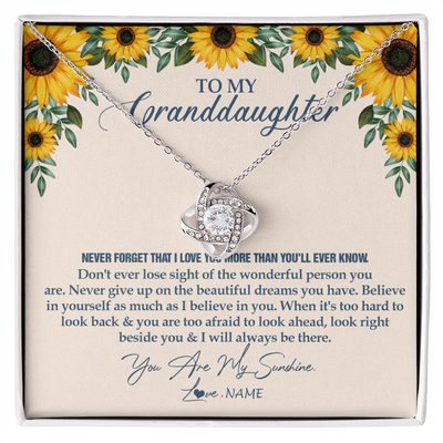 Love Knot Necklace | Personalized To My Granddaughter Necklace From Grandma Sunflower You Are My Sunshine Granddaughter Jewelry Graduation Birthday Customized Gift Box Message Card | teecentury