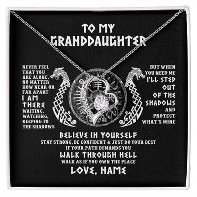 Forever Love Necklace | Personalized To My Granddaughter Necklace Viking Never Feel You Are Alone Odin Scandinavian Norse Runes Birthday Christmas Customized Gift Box Message Card | teecentury