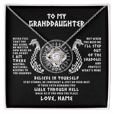 Love Knot Necklace | Personalized To My Granddaughter Necklace Viking Never Feel You Are Alone Odin Scandinavian Norse Runes Birthday Christmas Customized Gift Box Message Card | teecentury