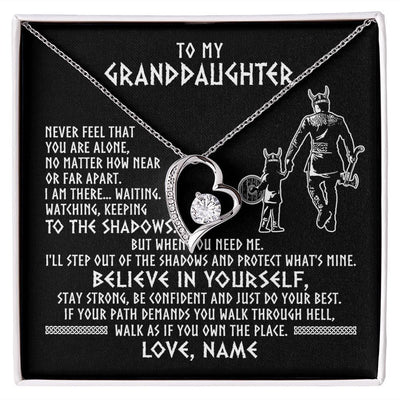 Forever Love Necklace | Personalized To My Granddaughter Necklace Viking Never Feel You Are Alone Scandinavian Runes Viking Birthday Christmas Customized Gift Box Message Card | teecentury