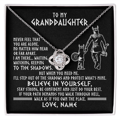 Love Knot Necklace | Personalized To My Granddaughter Necklace Viking Never Feel You Are Alone Scandinavian Runes Viking Birthday Christmas Customized Gift Box Message Card | teecentury