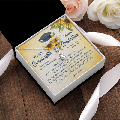 Alluring Beauty Necklace | Personalized To My Granddaughter On Her Graduation Day Necklace Flower I Love You I'm Proud Of You Class of 2022 Jewelry Customized Gift Box Message Card | teecentury
