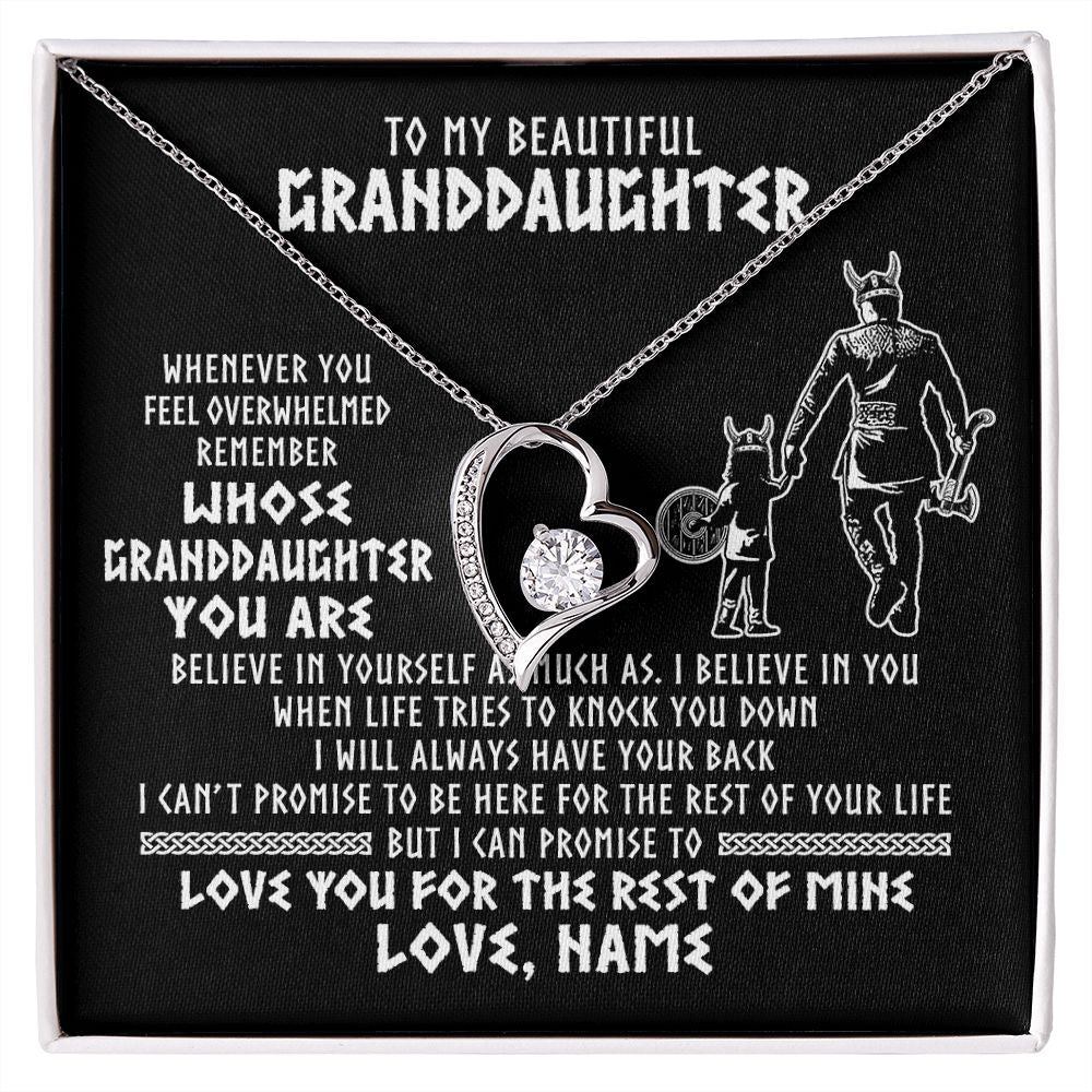 Forever Love Necklace | Personalized To My Granddaughter Viking Necklace From Grandpa Whenever You Feel Overwhelmed Birthday Christmas Jewelry Customized Gift Box Message Card | teecentury