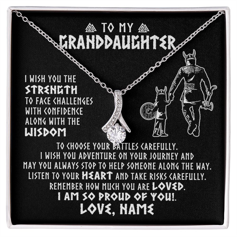 Alluring Beauty Necklace | Personalized To My Granddaughter Viking Necklace From Papa Grandpa I Am So Proud Of You Runes Viking Birthday Christmas Customized Gift Box Message Card | teecentury