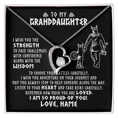 Forever Love Necklace | Personalized To My Granddaughter Viking Necklace From Papa Grandpa I Am So Proud Of You Runes Viking Birthday Christmas Customized Gift Box Message Card | teecentury