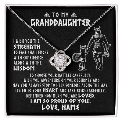 Love Knot Necklace | Personalized To My Granddaughter Viking Necklace From Papa Grandpa I Am So Proud Of You Runes Viking Birthday Christmas Customized Gift Box Message Card | teecentury