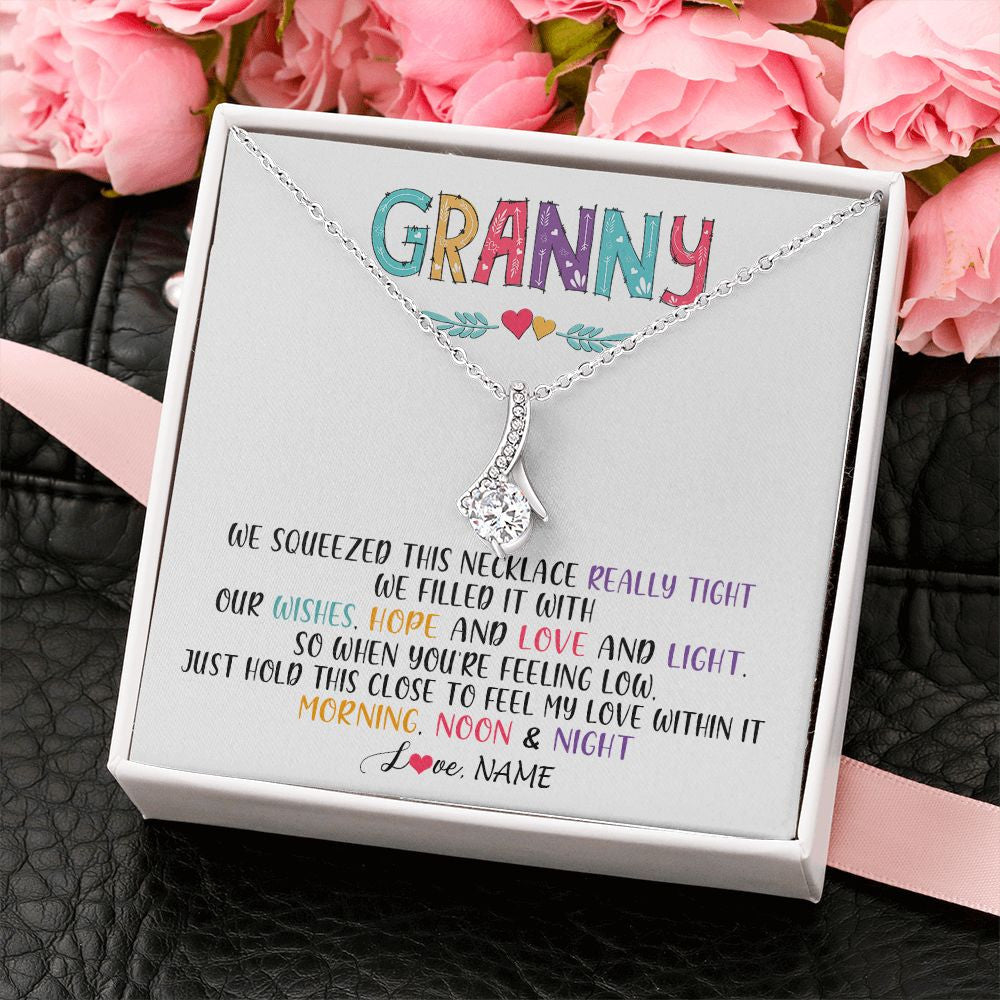 Alluring Beauty Necklace | Personalized To My Granny Necklace From Grandkids Granddaughter We Squeezed This Necklace Granny Birthday Mothers Day Customized Gift Box Message Card | teecentury