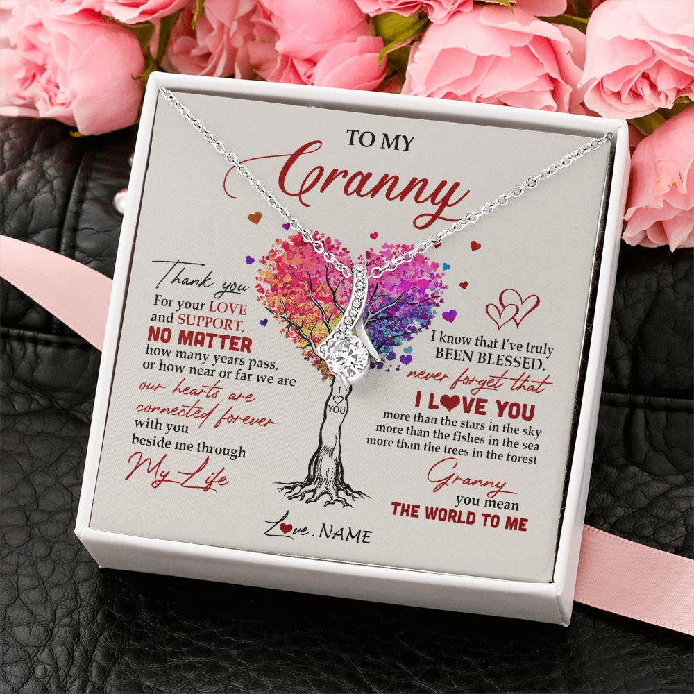 Alluring Beauty Necklace | Personalized To My Granny Necklace From Grandkids Never Forget That I Love You You Mean The World Granny Birthday Mothers Day Customized Gift Box Message Card | teecentury