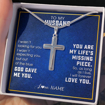 Stainless Cross Necklace | Personalized To My Husband Necklace From Wife You Are My Life's Husband Birthday Anniversary Wedding Valentines Day Christmas Customized Gift Box Message Card | teecentury