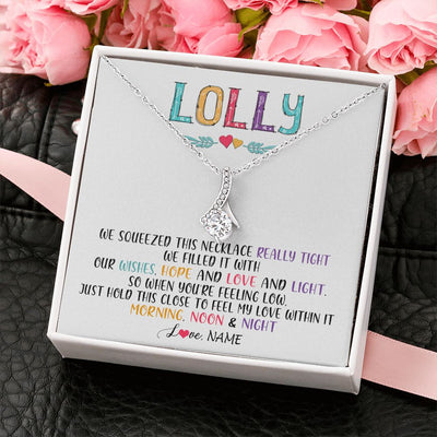 Alluring Beauty Necklace | Personalized To My Lolly Necklace From Grandkids Granddaughter We Squeezed This Necklace Lolly Birthday Mothers Day Jewelry Customized Gift Box Message Card | teecentury