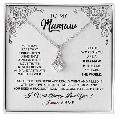 Alluring Beauty Necklace | Personalized To My Mamaw Necklace From Grandkids Granddaughter Hold This Close Feel My Love Mamaw Birthday Mothers Day Jewelry Customized Gift Box Message Card | teecentury