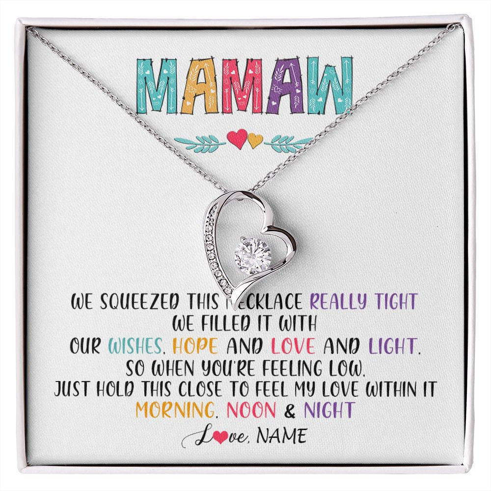 Forever Love Necklace | Personalized To My Mamaw Necklace From Grandkids Granddaughter We Squeezed This Necklace Mamaw Birthday Mothers Day Jewelry Customized Gift Box Message Card | teecentury