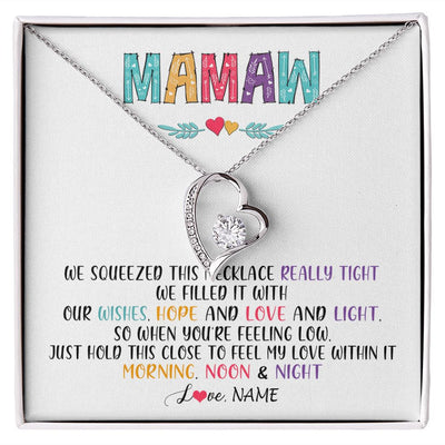 Forever Love Necklace | Personalized To My Mamaw Necklace From Grandkids Granddaughter We Squeezed This Necklace Mamaw Birthday Mothers Day Jewelry Customized Gift Box Message Card | teecentury