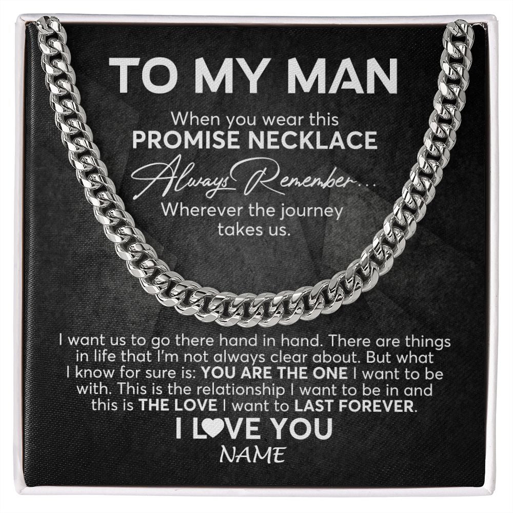 Cuban Link Chain Necklace | Personalized To My Man Cuban Necklace From Wife Always Remember Boyfriend Husband Birthday Anniversary Valentines Christmas Customized Gift Box Message Card | teecentury