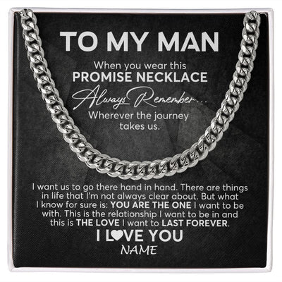 Cuban Link Chain Necklace | Personalized To My Man Cuban Necklace From Wife Always Remember Boyfriend Husband Birthday Anniversary Valentines Christmas Customized Gift Box Message Card | teecentury