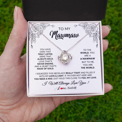 Love Knot Necklace | Personalized To My Mawmaw Necklace From Grandkids Granddaughter Hold This Close Feel My Love Mawmaw Birthday Mothers Day Customized Gift Box Message Card | teecentury