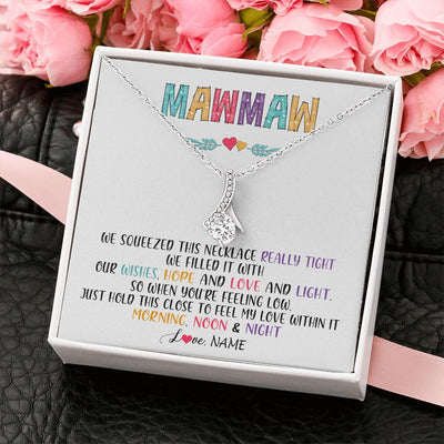 Alluring Beauty Necklace | Personalized To My Mawmaw Necklace From Grandkids Granddaughter We Squeezed This Necklace Mawmaw Birthday Mothers Day Customized Gift Box Message Card | teecentury