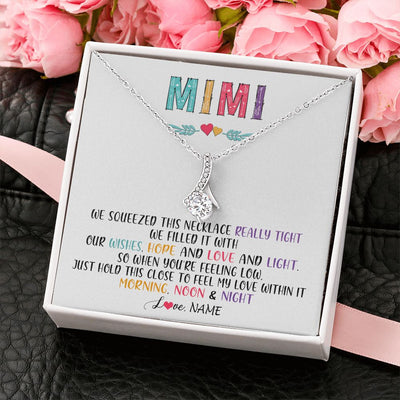 Alluring Beauty Necklace | Personalized To My Mimi Necklace From Grandkids Granddaughter We Squeezed This Necklace Mimi Birthday Mothers Day Christmas Customized Gift Box Message Card | teecentury