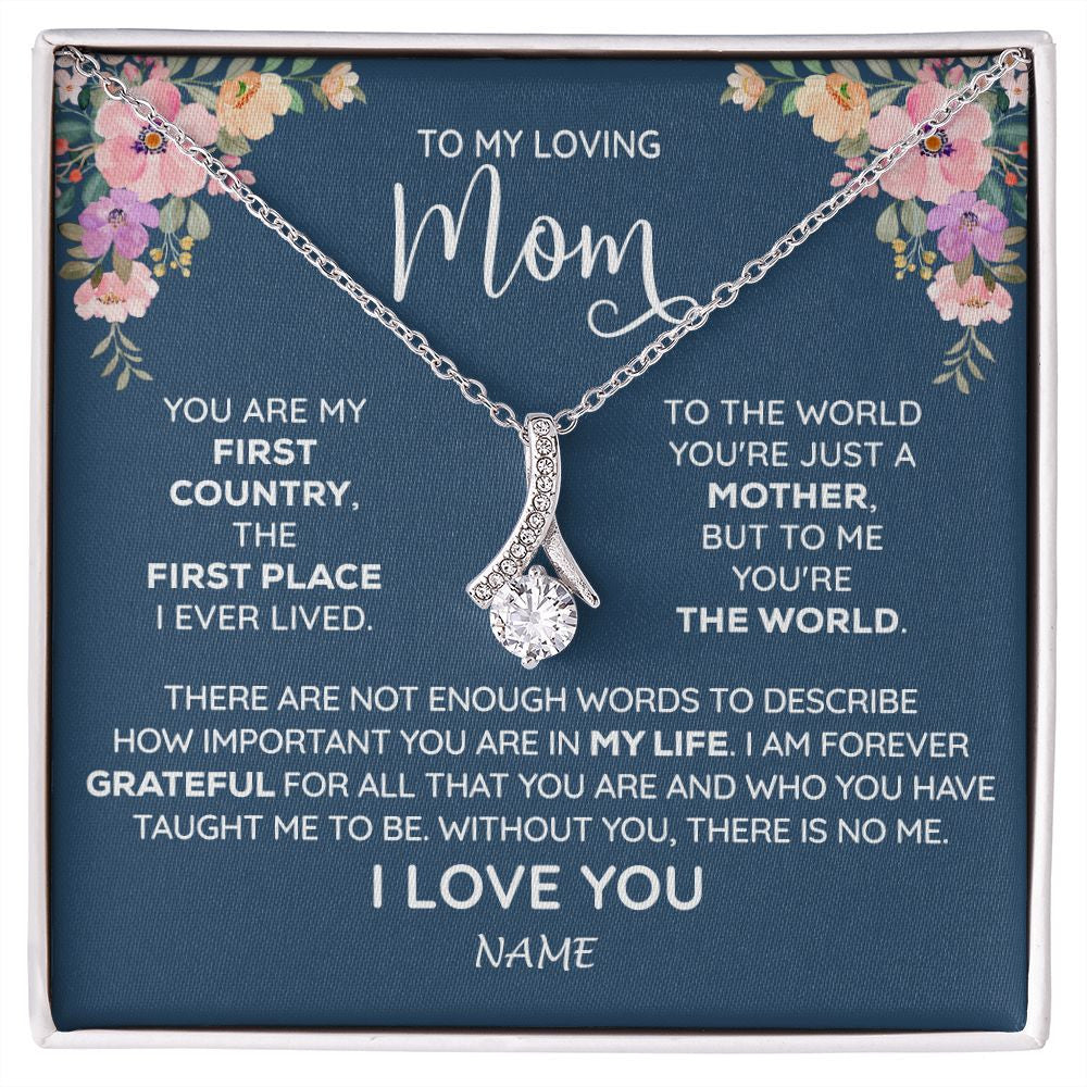 Alluring Beauty Necklace | Personalized To My Mom Necklace From Daughter Son I Am Forever Grateful Mom Birthday Mothers Day Christmas Pendant Jewelry Customized Gift Box Message Card | teecentury