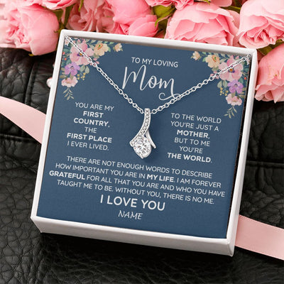 Alluring Beauty Necklace | Personalized To My Mom Necklace From Daughter Son I Am Forever Grateful Mom Birthday Mothers Day Christmas Pendant Jewelry Customized Gift Box Message Card | teecentury