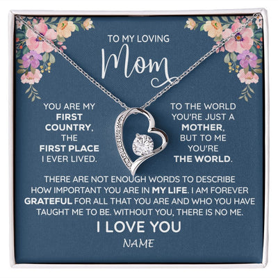 Forever Love Necklace | Personalized To My Mom Necklace From Daughter Son I Am Forever Grateful Mom Birthday Mothers Day Christmas Pendant Jewelry Customized Gift Box Message Card | teecentury