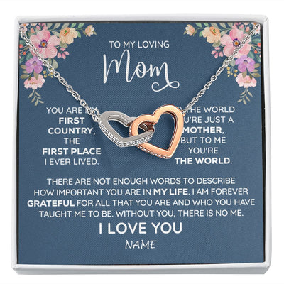 Interlocking Hearts Necklace | Personalized To My Mom Necklace From Daughter Son I Am Forever Grateful Mom Birthday Mothers Day Christmas Pendant Jewelry Customized Gift Box Message Card | teecentury