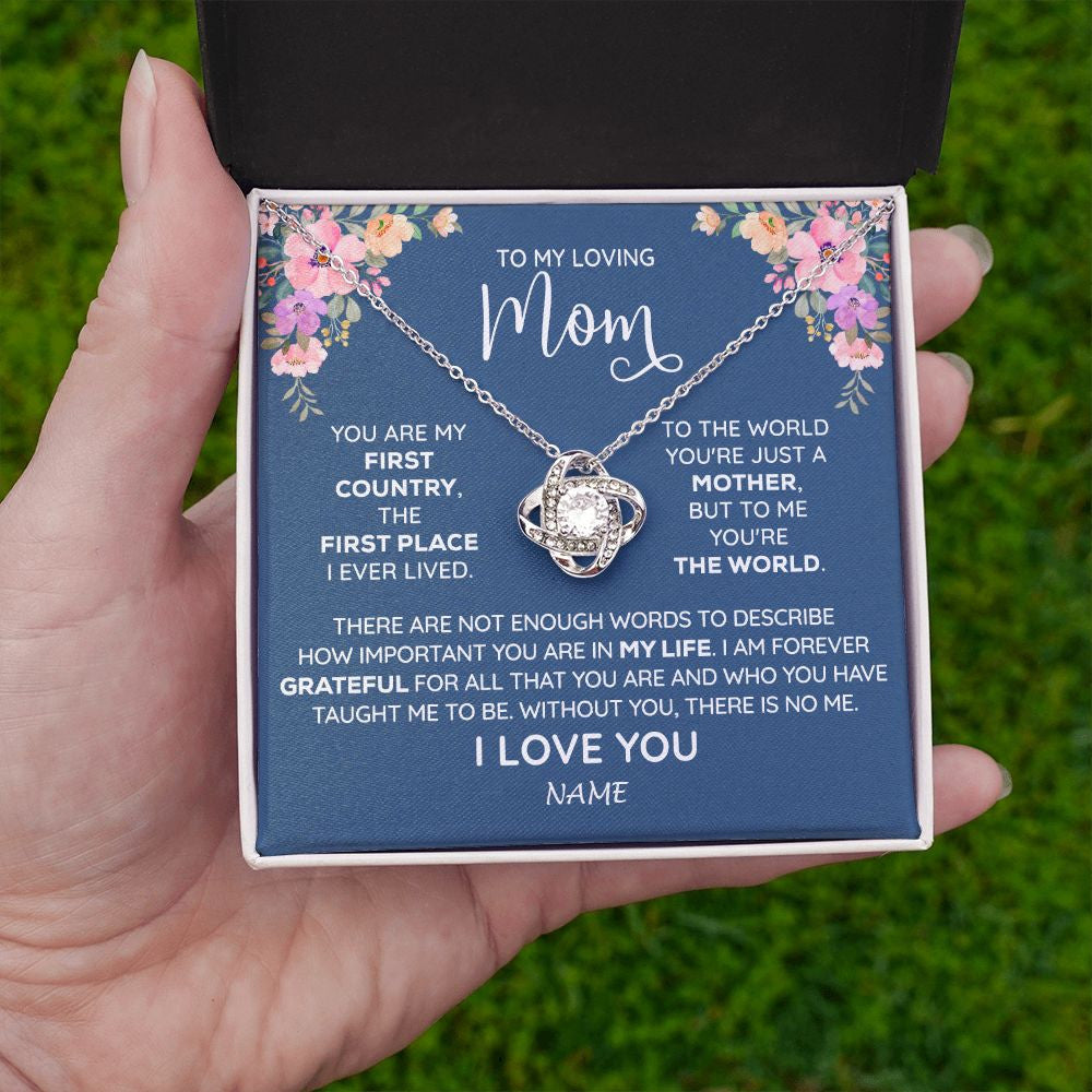 Love Knot Necklace | Personalized To My Mom Necklace From Daughter Son I Am Forever Grateful Mom Birthday Mothers Day Christmas Pendant Jewelry Customized Gift Box Message Card | teecentury