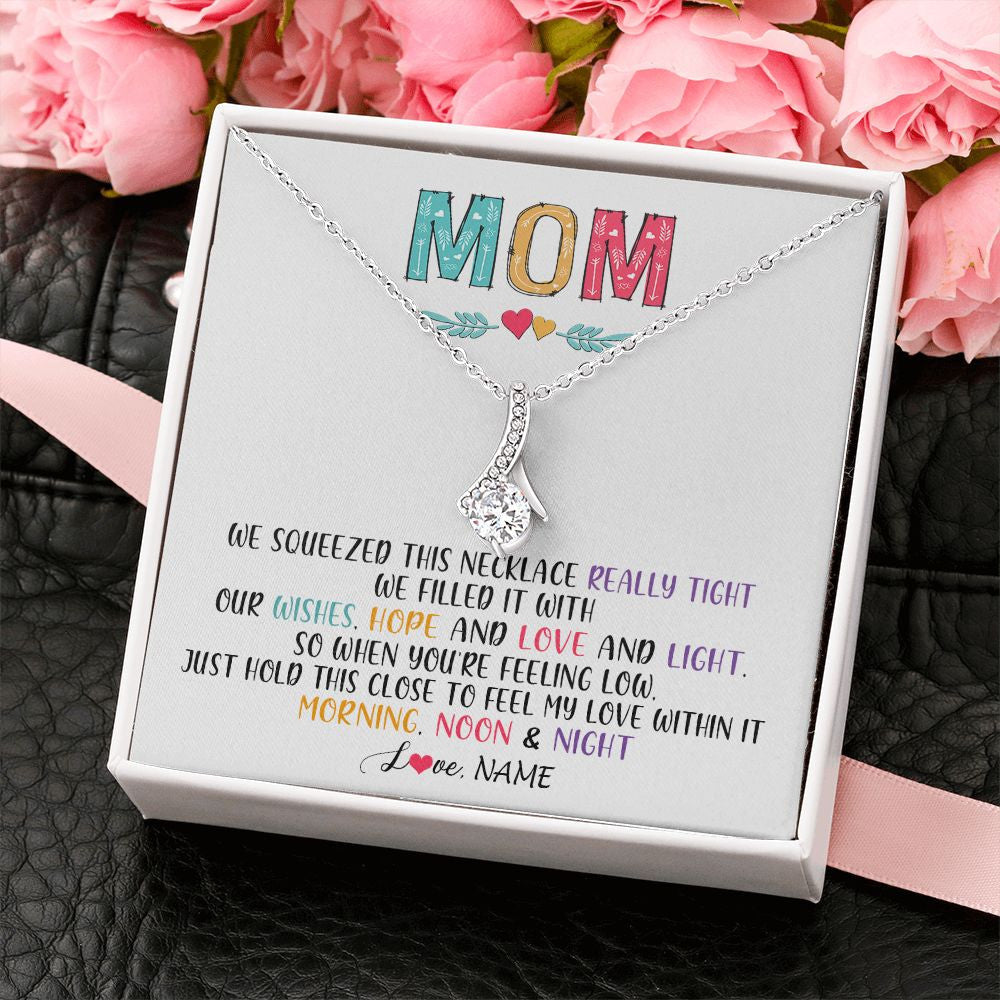 Alluring Beauty Necklace | Personalized To My Mom Necklace From Daughter Son We Squeezed This Necklace Mom Birthday Mothers Day Christmas Jewelry Customized Gift Box Message Card | teecentury