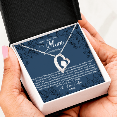 Forever Love Necklace | Personalized To My Mom Necklace From Daughter Wedding Day Your Little Girl Mother of the Bride Mom of Bride Pendant Jewelry Customized Gift Box Message Card | teecentury