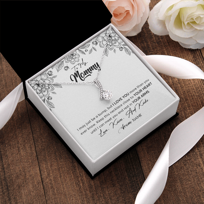 Alluring Beauty Necklace | Personalized To My Mommy Necklace Baby Bump Expecting Mom First Time Mom Pregnancy Pregnant New Mom Mother To Be Mothers Day Customized Gift Box Message Card | teecentury