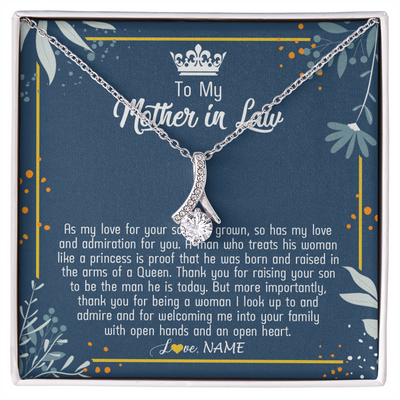 Alluring Beauty Necklace | Personalized To My Mother In Law Necklace As My Love For Your Son Mother's Day Husband's Mom Birthday Anniversary Christmas Customized Gift Box Message Card | teecentury
