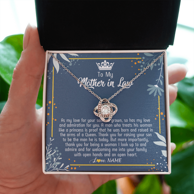 Love Knot Necklace | Personalized To My Mother In Law Necklace As My Love For Your Son Mother's Day Husband's Mom Birthday Anniversary Christmas Customized Gift Box Message Card | teecentury