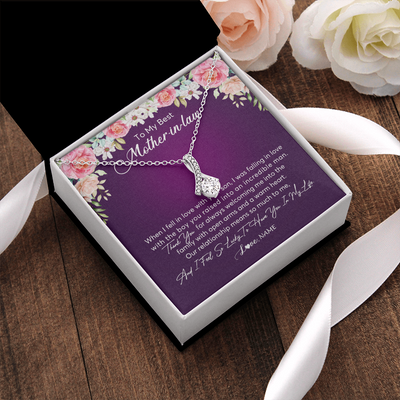 Alluring Beauty Necklace | Personalized To My Mother In Law Necklace Thank You Mother In Law Wedding Day Birthday Monthers Day Christmas Jewelry Pendant Customized Gift Box Message Card | teecentury