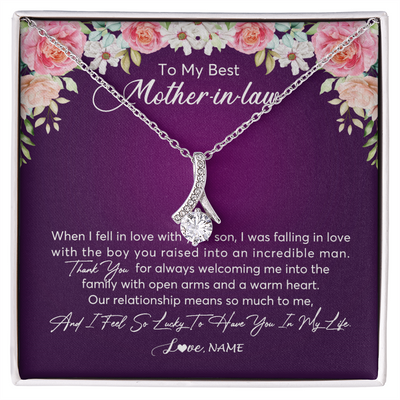 Alluring Beauty Necklace | Personalized To My Mother In Law Necklace Thank You Mother In Law Wedding Day Birthday Monthers Day Christmas Jewelry Pendant Customized Gift Box Message Card | teecentury